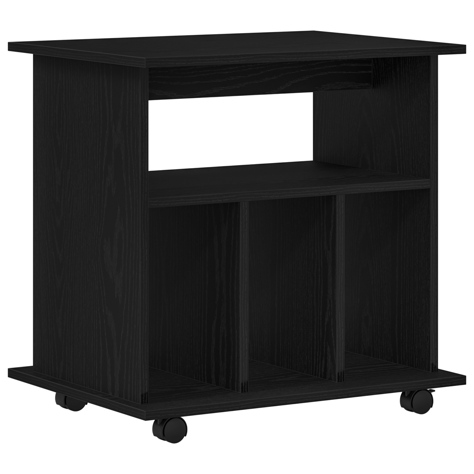 Rolling Cabinet Black Oak 60x45x55 cm Engineered Wood - Image 5