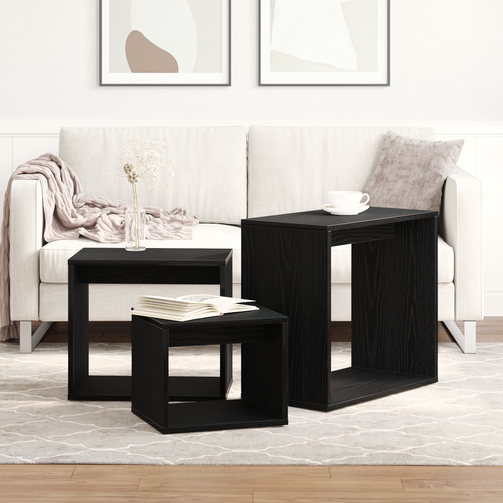 Nesting Tables Set of 3 - Black Oak Engineered Wood - Image 4