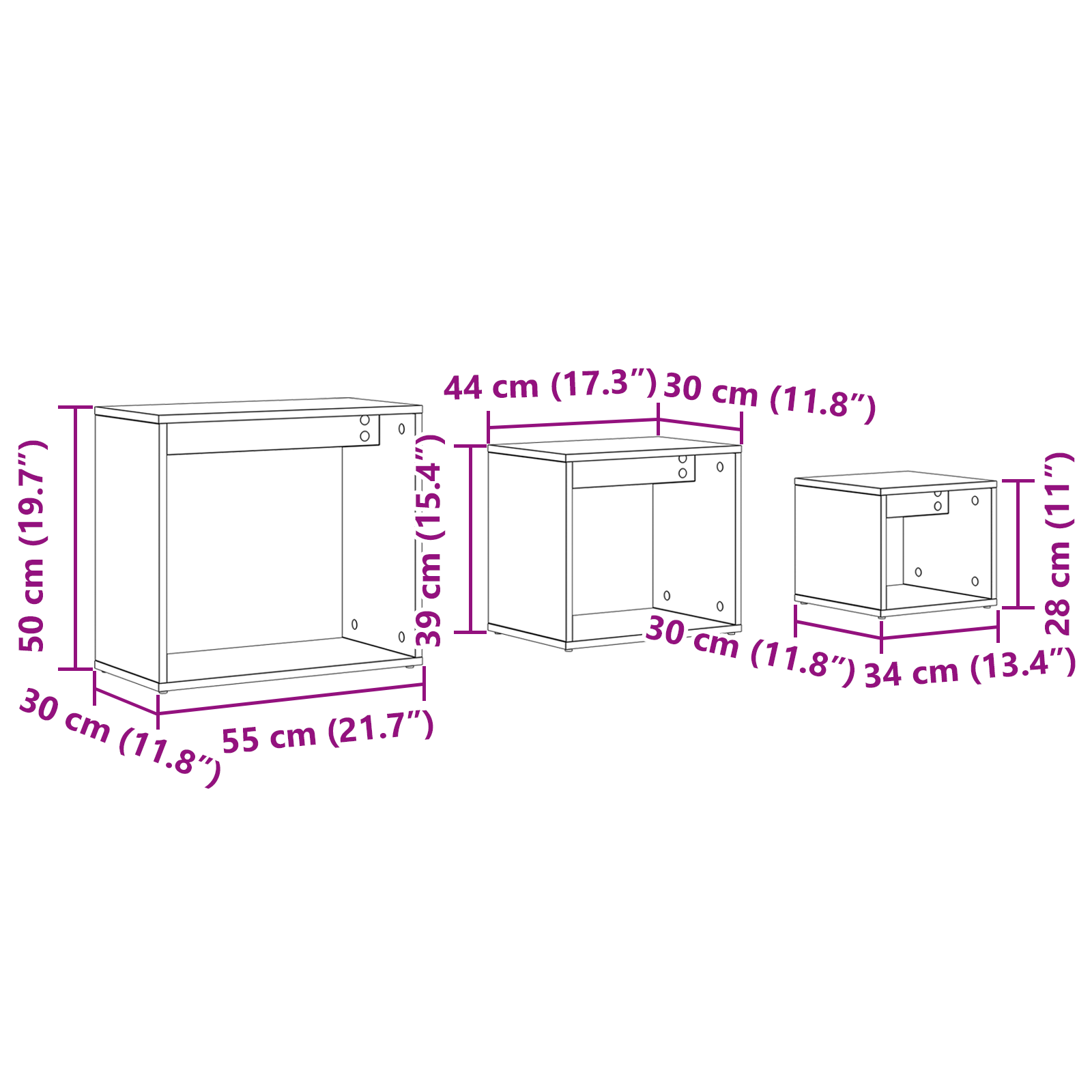 Nesting Tables Set of 3 - Black Oak Engineered Wood - Image 11