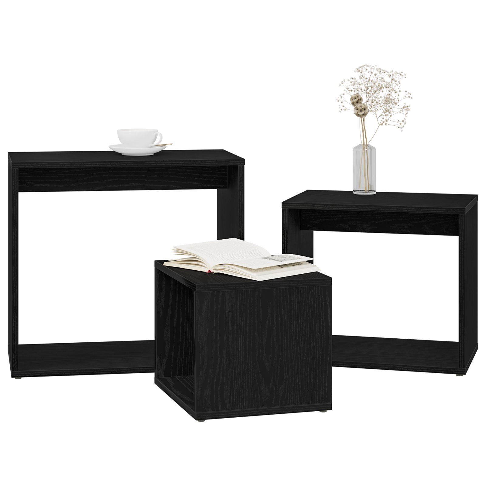 Nesting Tables Set of 3 - Black Oak Engineered Wood - Image 3