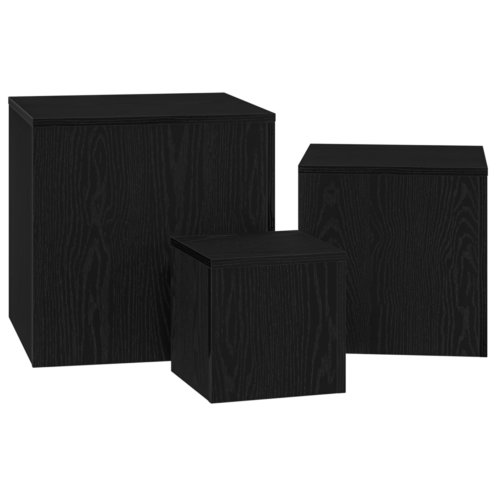 3 dalių sujungiamų šoninių staliukų rinkinys Juodas ąžuolo inžinerinis medis - Image 5