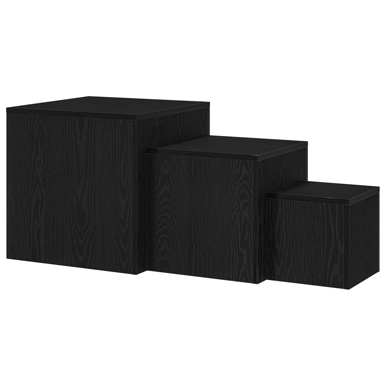 3 dalių sujungiamų šoninių staliukų rinkinys Juodas ąžuolo inžinerinis medis - Image 6