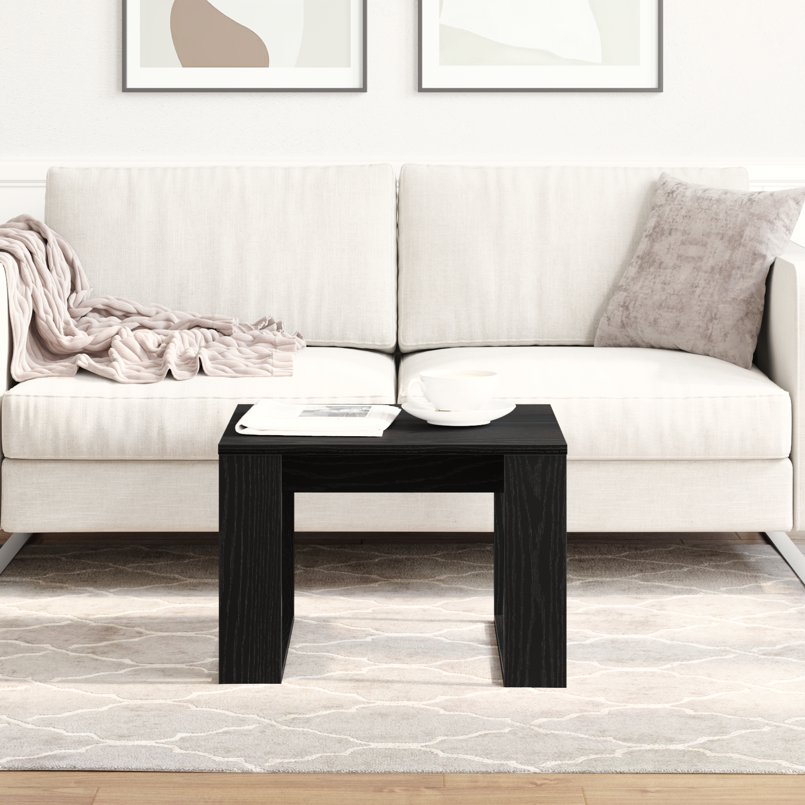 Black Oak Side Table - 50x50x35 cm, Made from Engineered Wood - Image 4