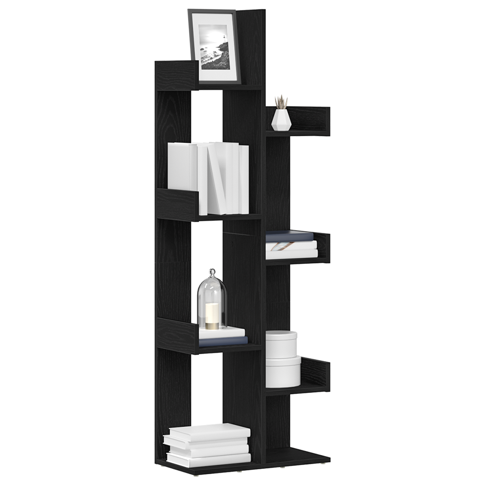 Black Oak Bookshelf - 48x25.5x140 cm, Made from Engineered Wood - Image 3