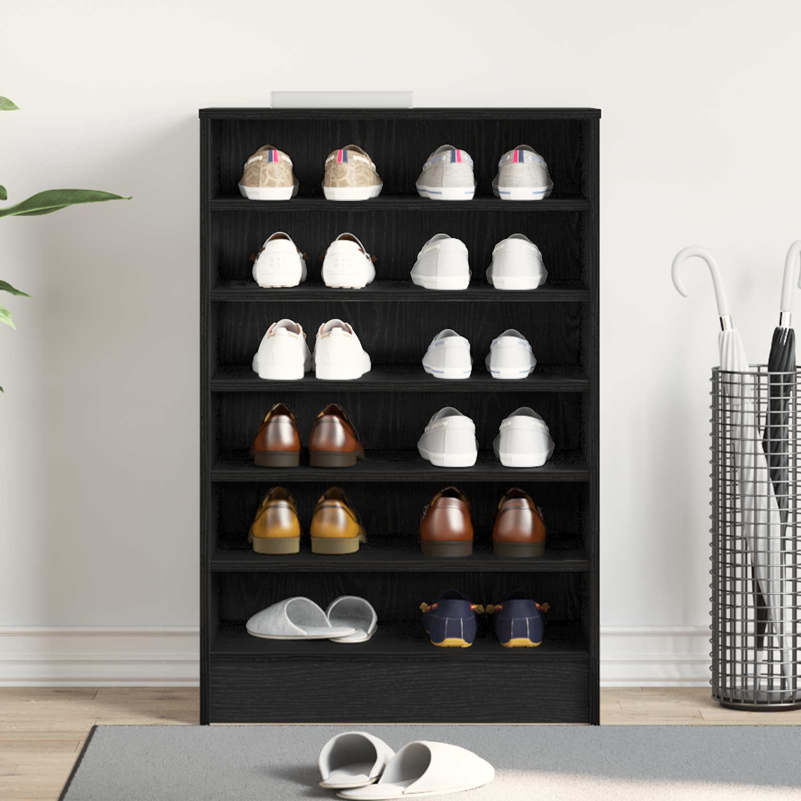 Shoe Cabinet in Black Oak, 60x35x92 cm, Made of Engineered Wood - Image 4