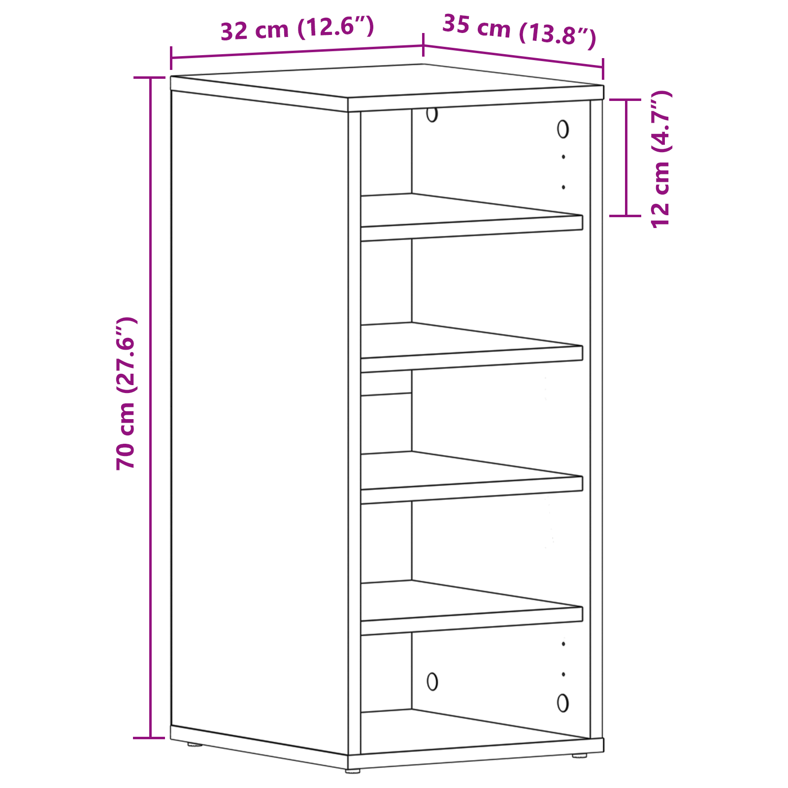 Shoe Cabinet in Black Oak - 32x35x70 cm, Made of Engineered Wood - Image 11
