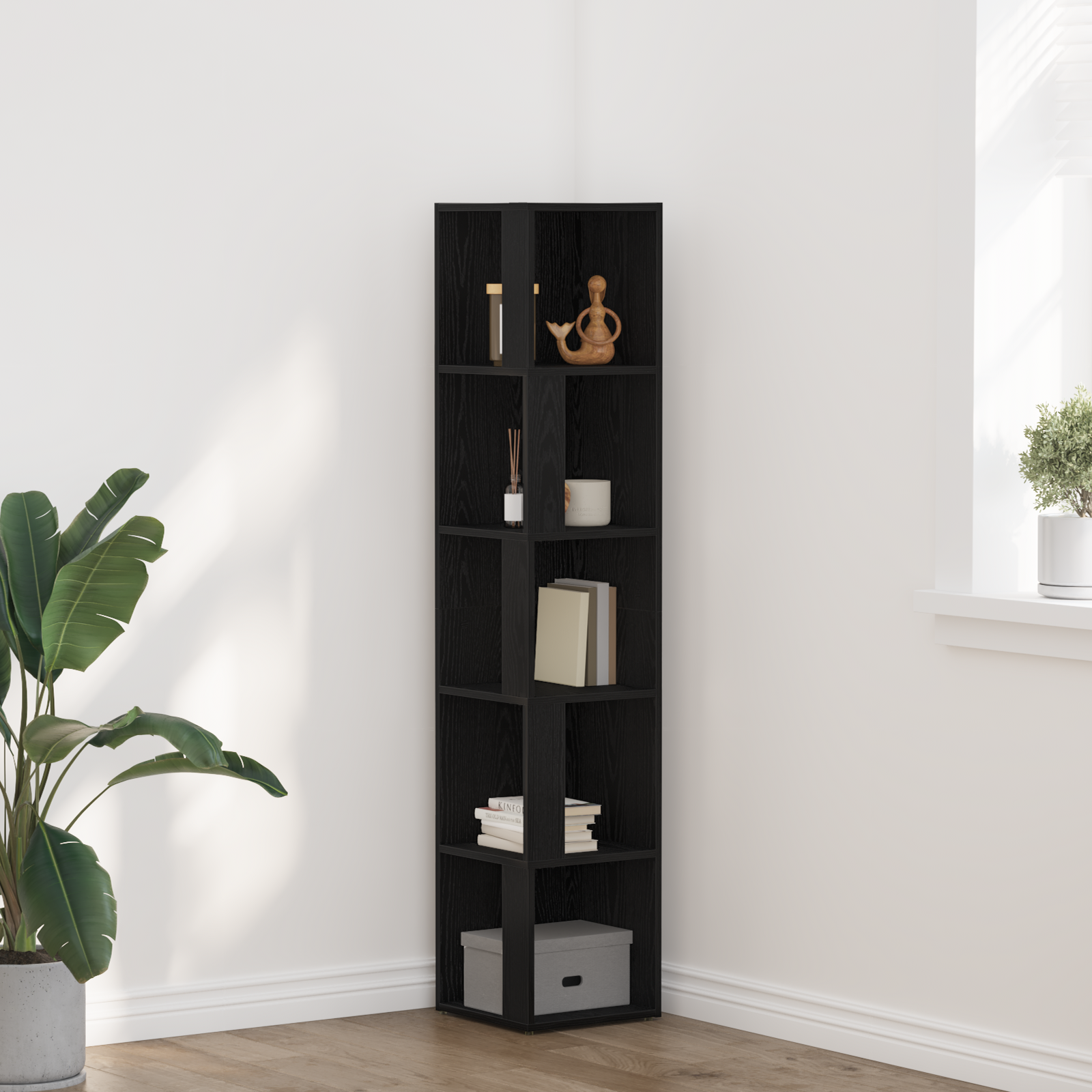 Thumbnail - vidaXL Eckschrank Schwarz Eiche 33x33x164,5 cm Holzwerkstoff