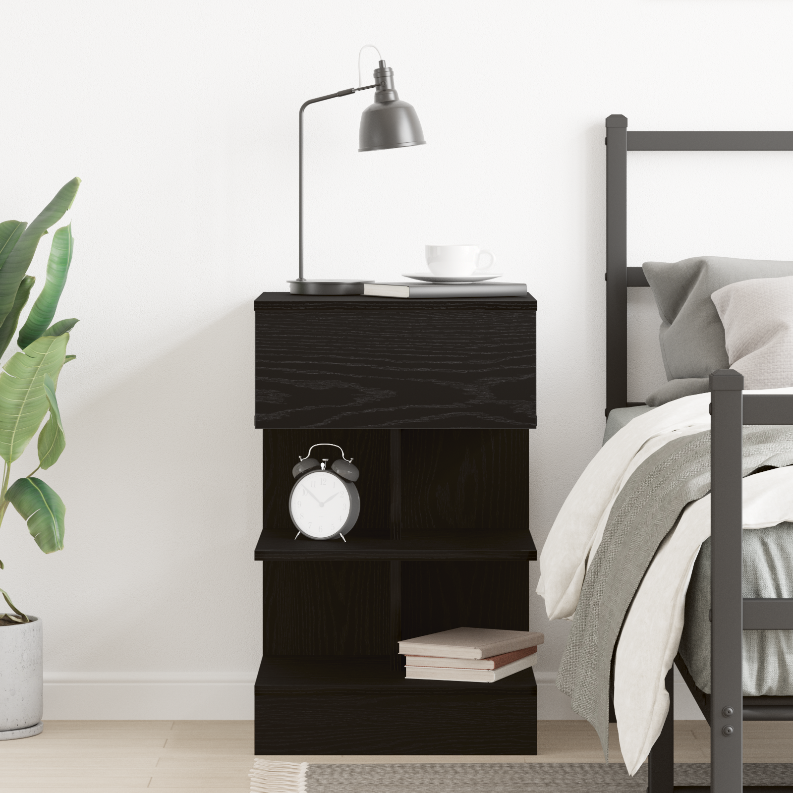 Bedside Cabinet Black Oak 40x35x65 cm Engineered Wood - Image 4