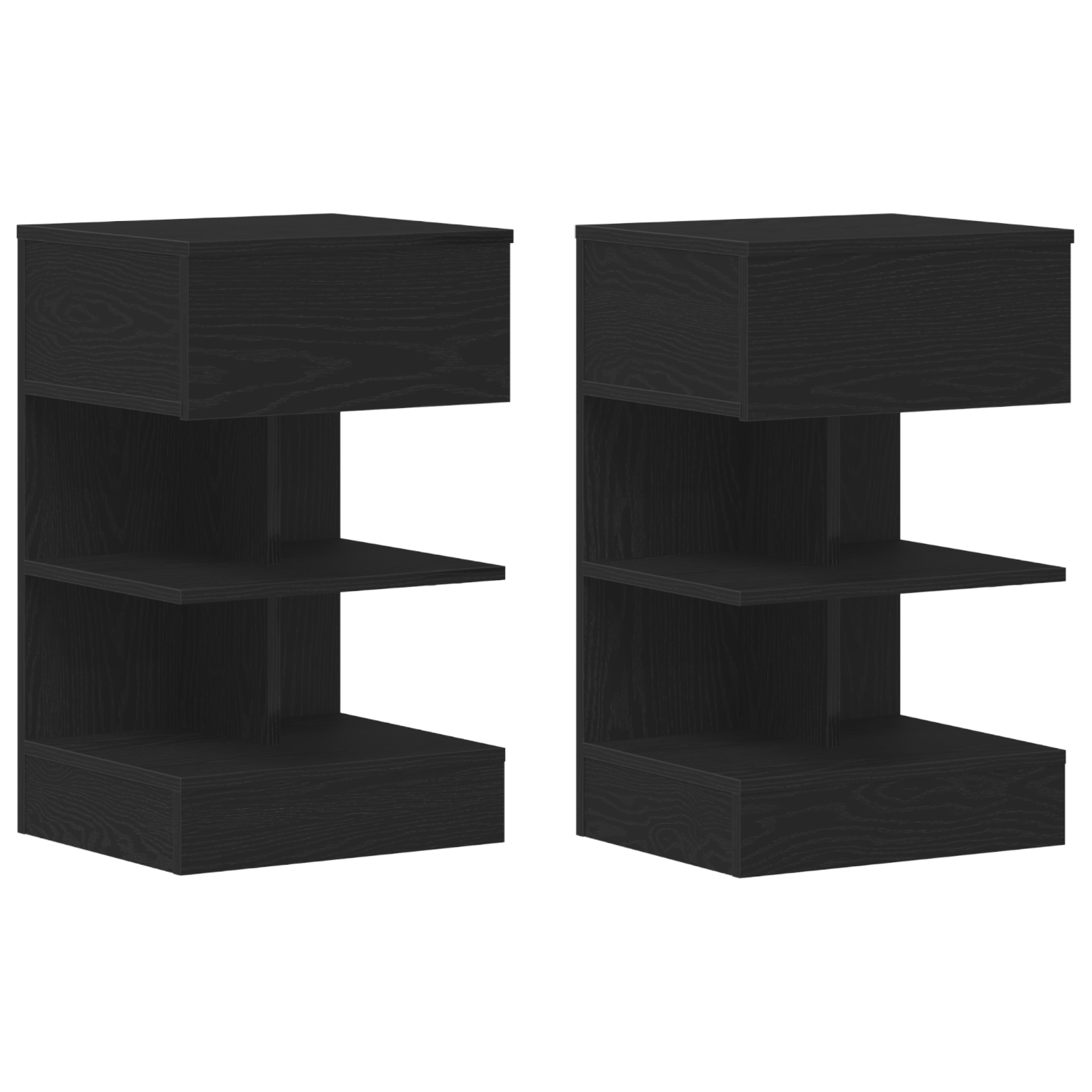 Bedside Cabinet 2 pcs Black Oak 40x35x65 cm Engineered Wood - Image 2