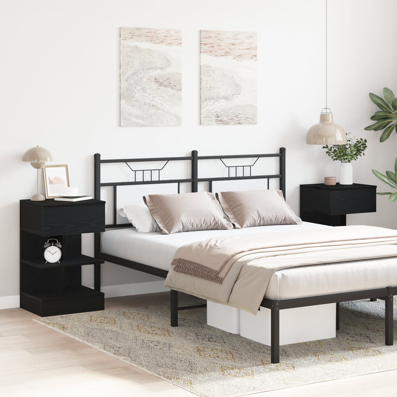 Bedside Cabinet 2 pcs Black Oak 40x35x65 cm Engineered Wood - Image 4