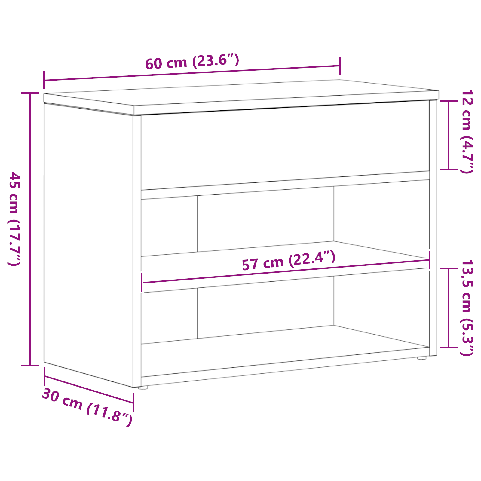 Hall Bench Black Oak 60x30x45 cm Engineered Wood - Image 10