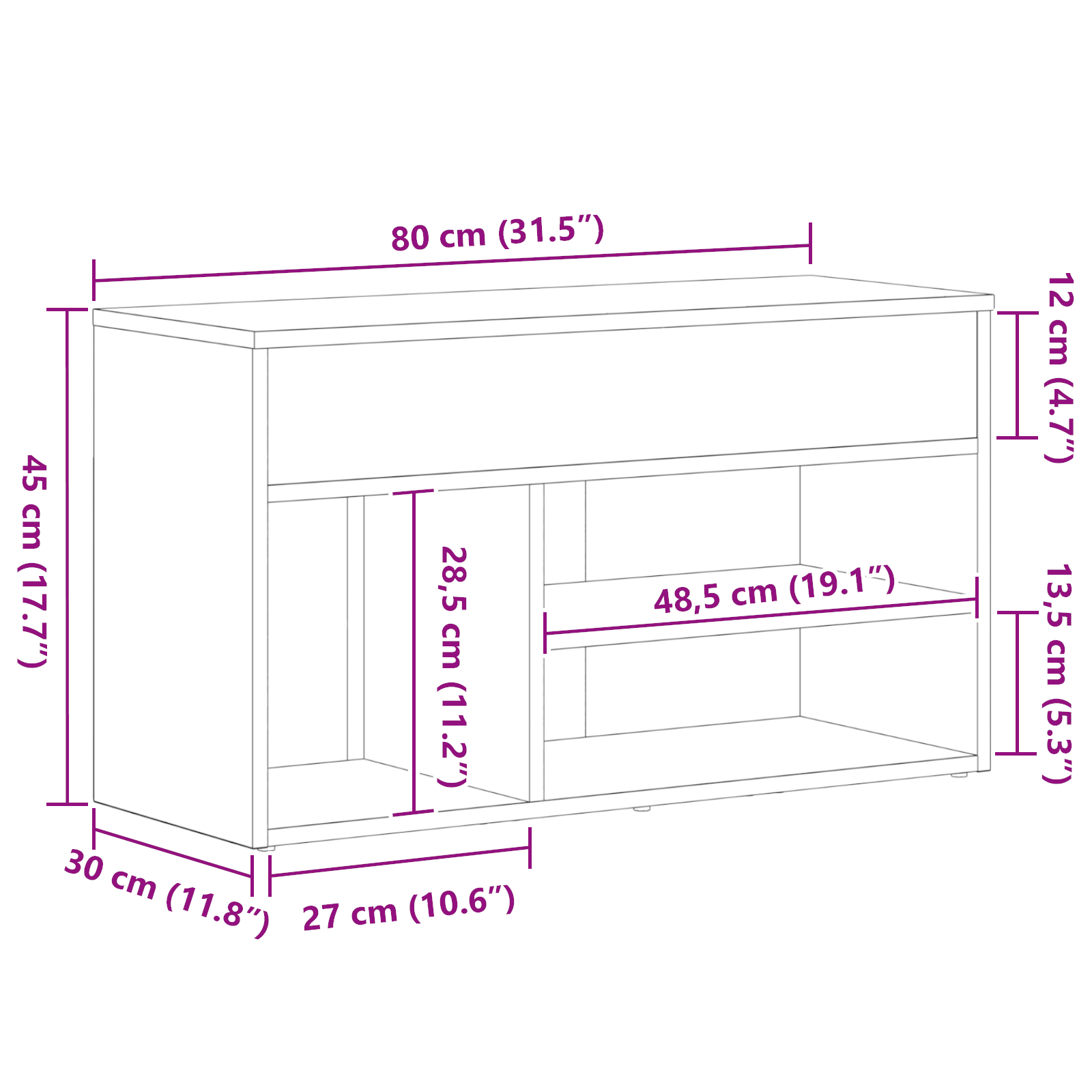 Hall Bench Black Oak 60x30x45 cm Engineered Wood - Image 11