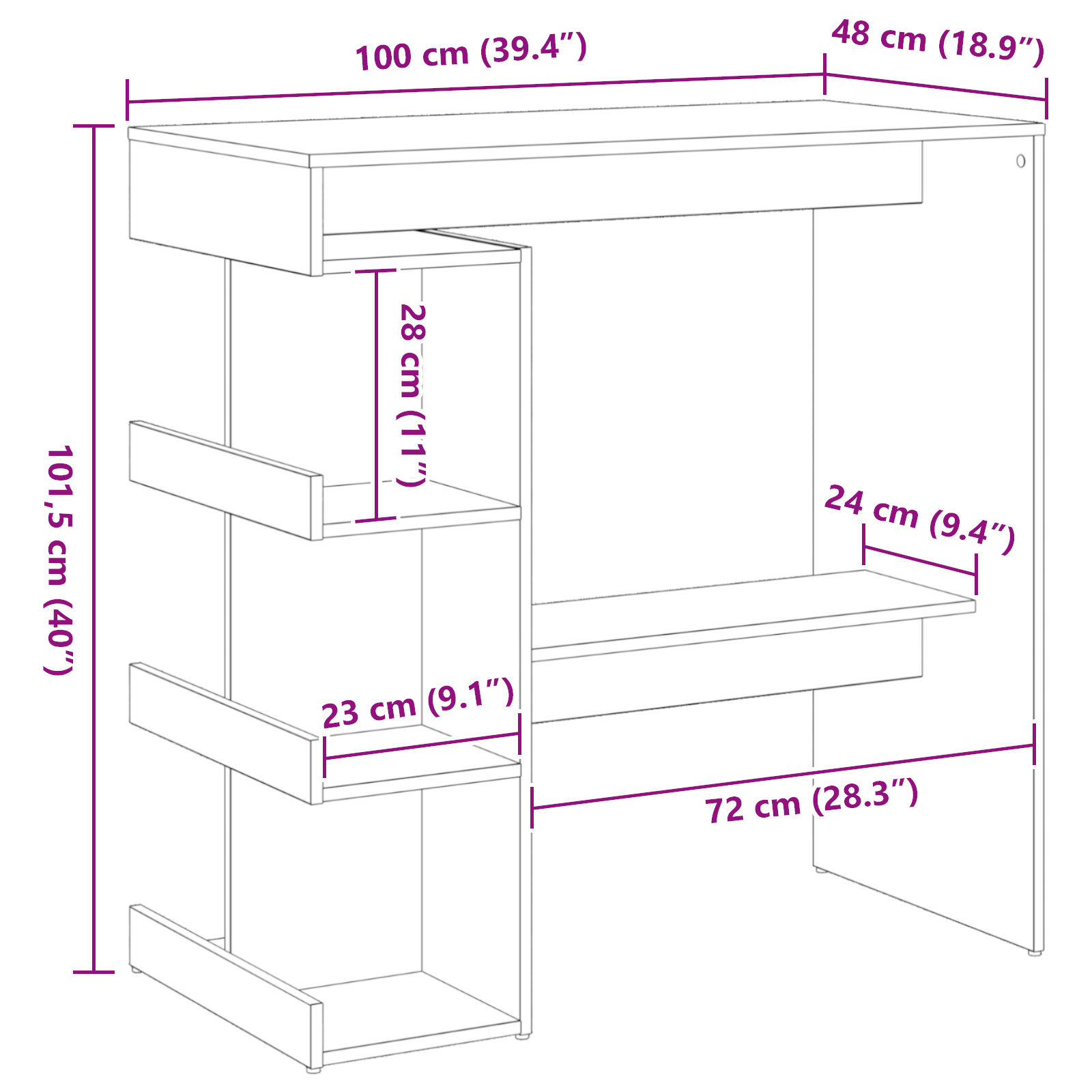 Black Oak Bar Table with Storage Rack, 100x50x101.5 cm - Image 9
