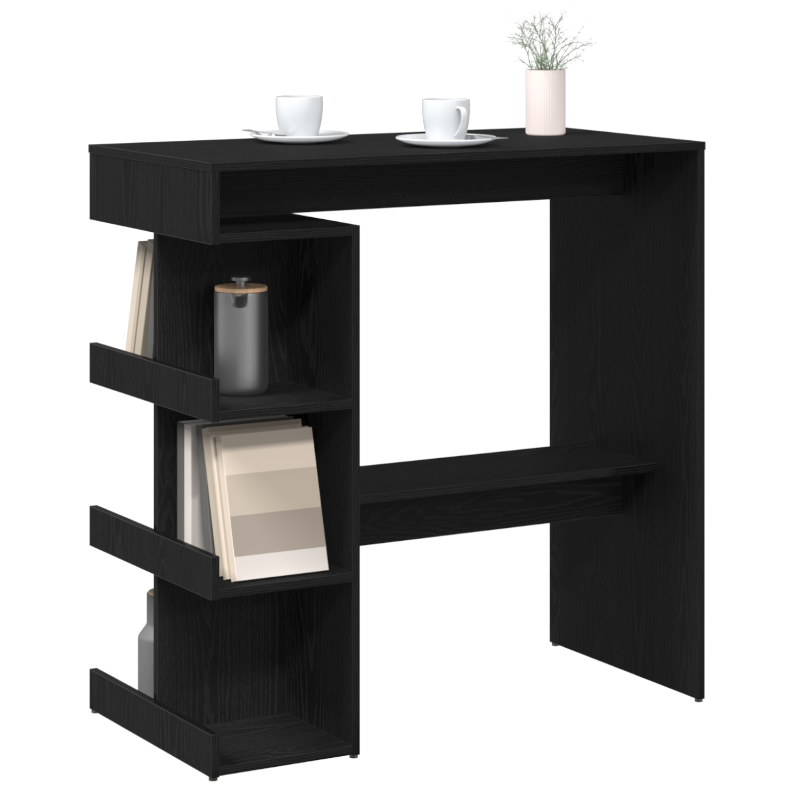 Black Oak Bar Table with Storage Rack, 100x50x101.5 cm - Image 3