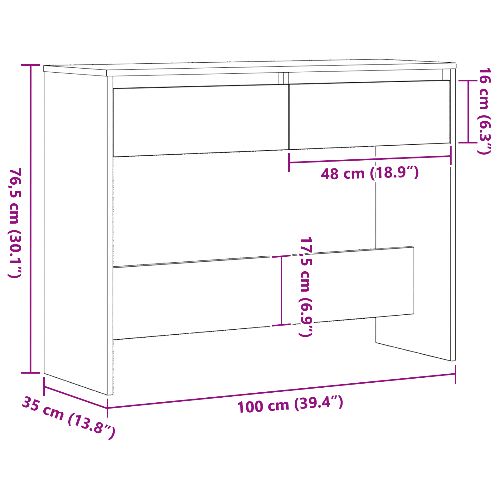 Black Oak Console Table - 100x35x76.5 cm - Engineered Wood - Image 10