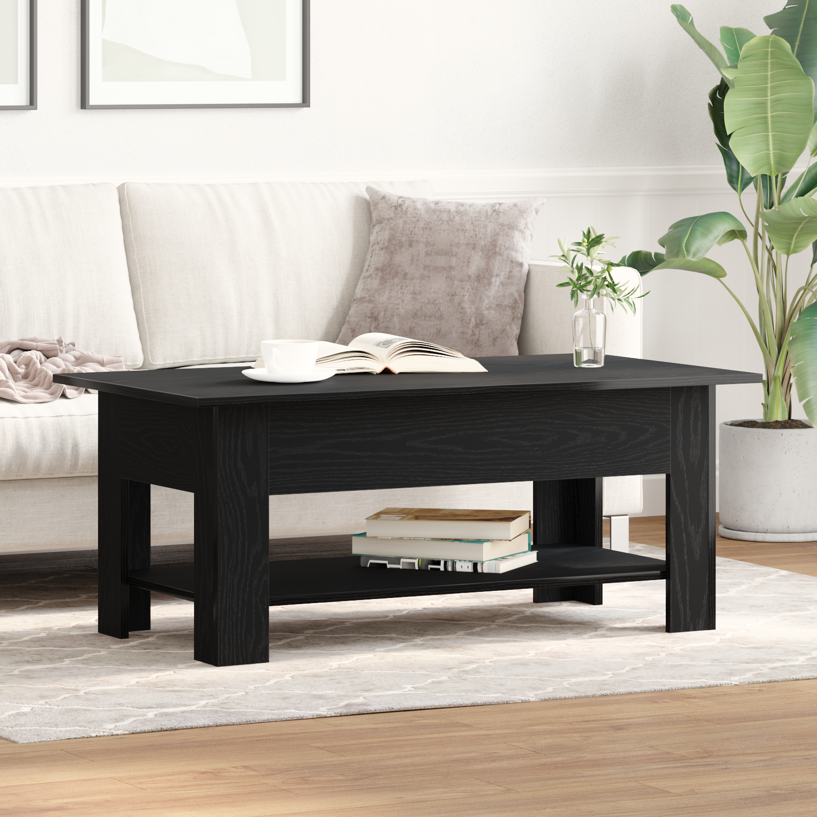 Coffee Table in Black Oak, 102x55x42 cm, Made from Engineered Wood - Image 4