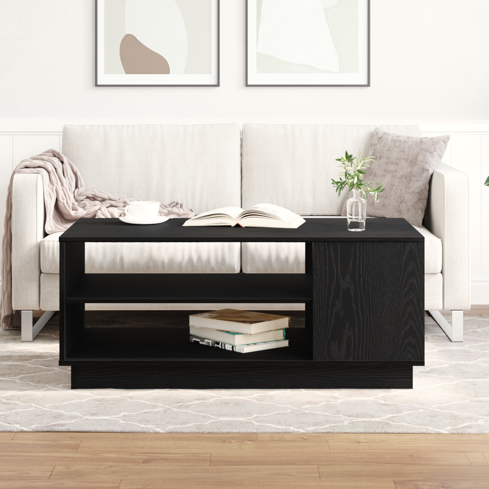 Black Oak Coffee Table 102x55x43 cm Made from Engineered Wood