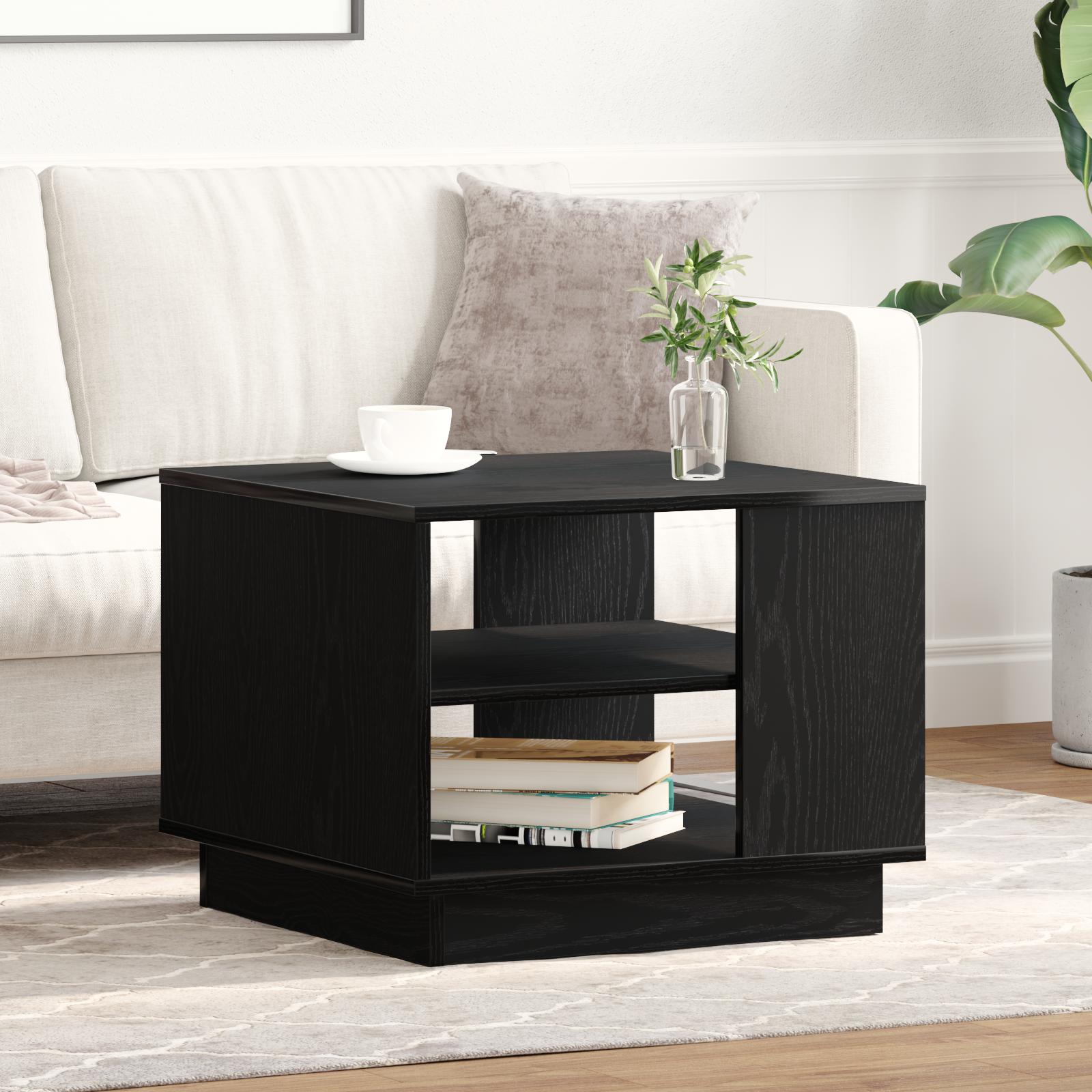 Black Oak Coffee Table 55x55x42 cm Made of Engineered Wood - Image 4