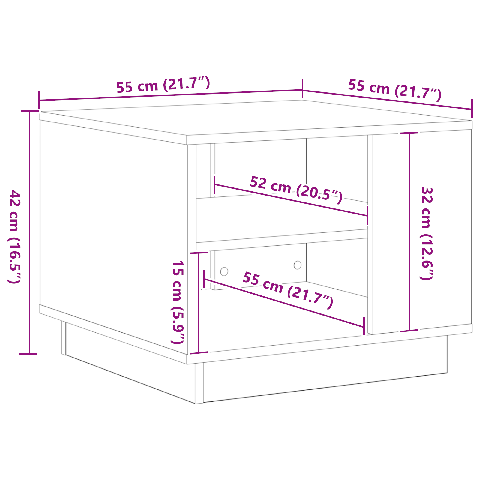 Black Oak Coffee Table 55x55x42 cm Made of Engineered Wood - Image 9