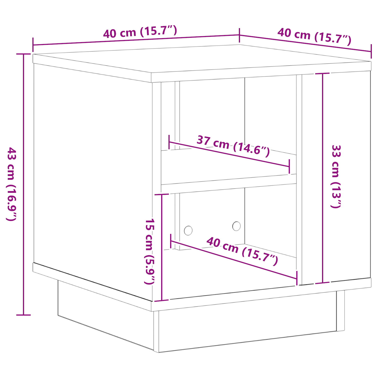 Coffee Table Black Oak 40x40x43 cm Engineered Wood - Image 9