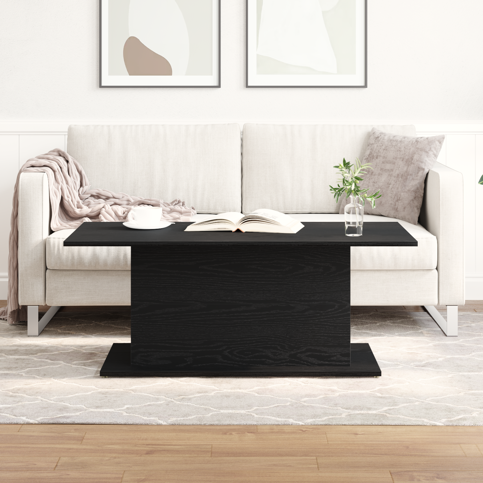 Coffee Table Black Oak 102x55,5x40 cm cm Engineered Wood