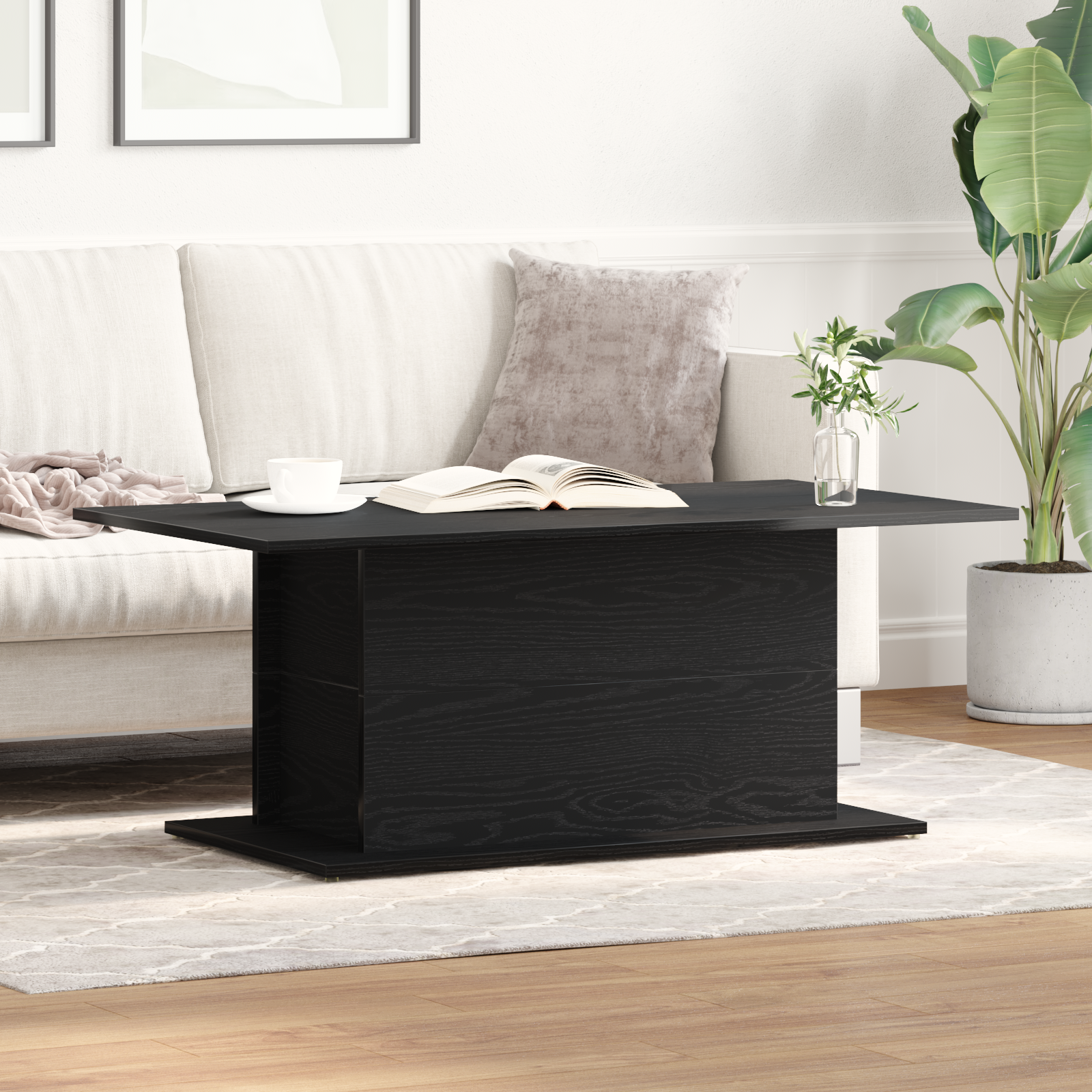 Coffee Table Black Oak 102x55,5x40 cm cm Engineered Wood - Image 4