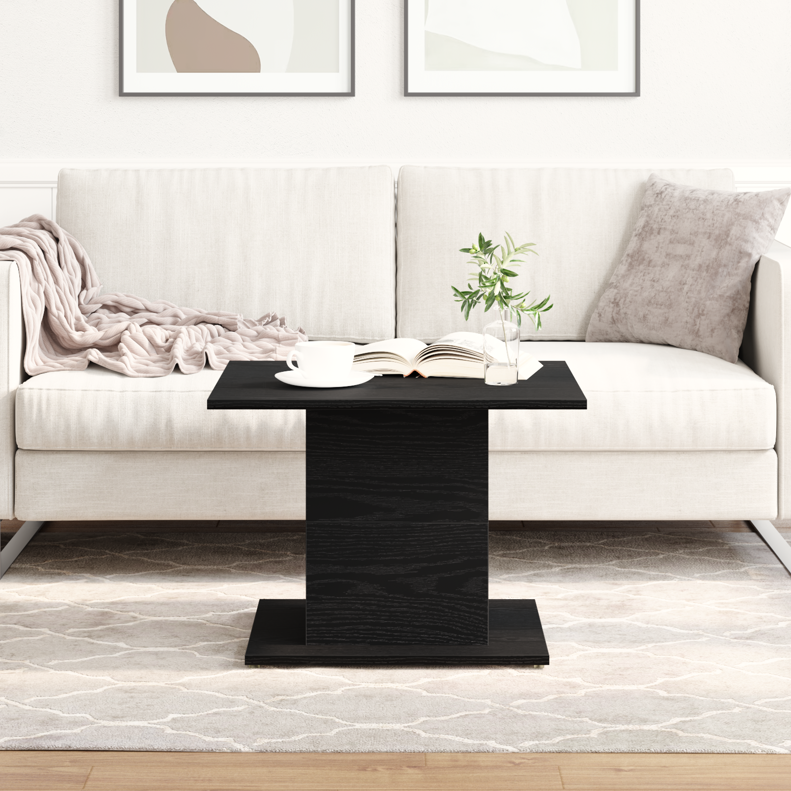 Coffee Table Black Oak 55.5x55.5x40 cm Engineered Wood