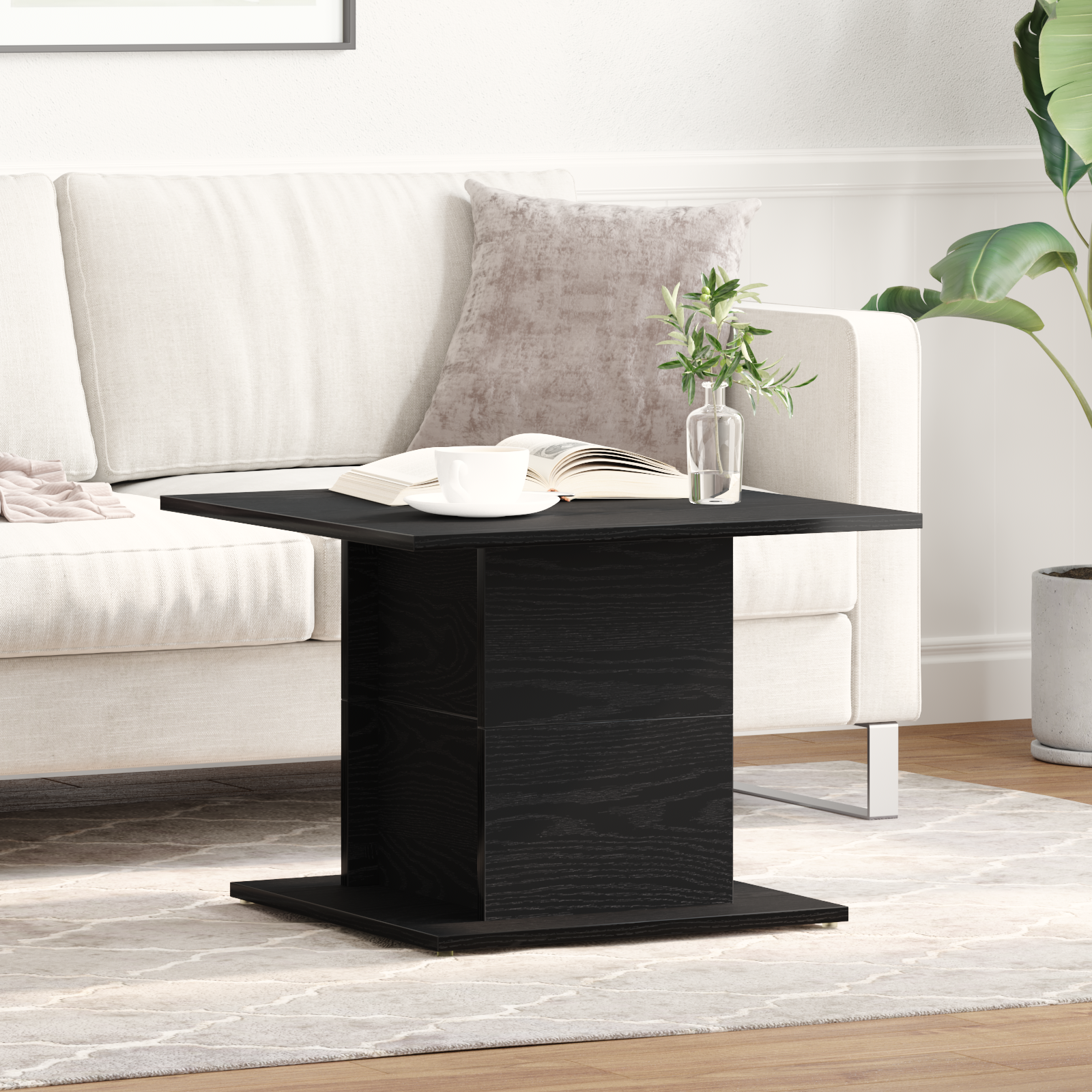 Coffee Table Black Oak 55.5x55.5x40 cm Engineered Wood - Image 3