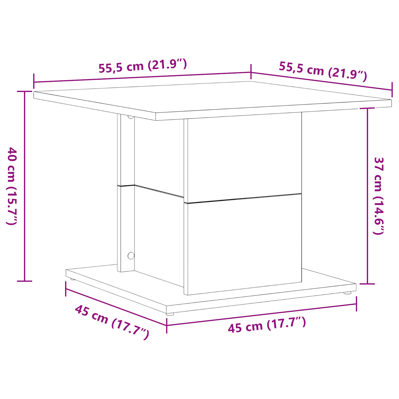 Coffee Table Black Oak 55.5x55.5x40 cm Engineered Wood - Image 8
