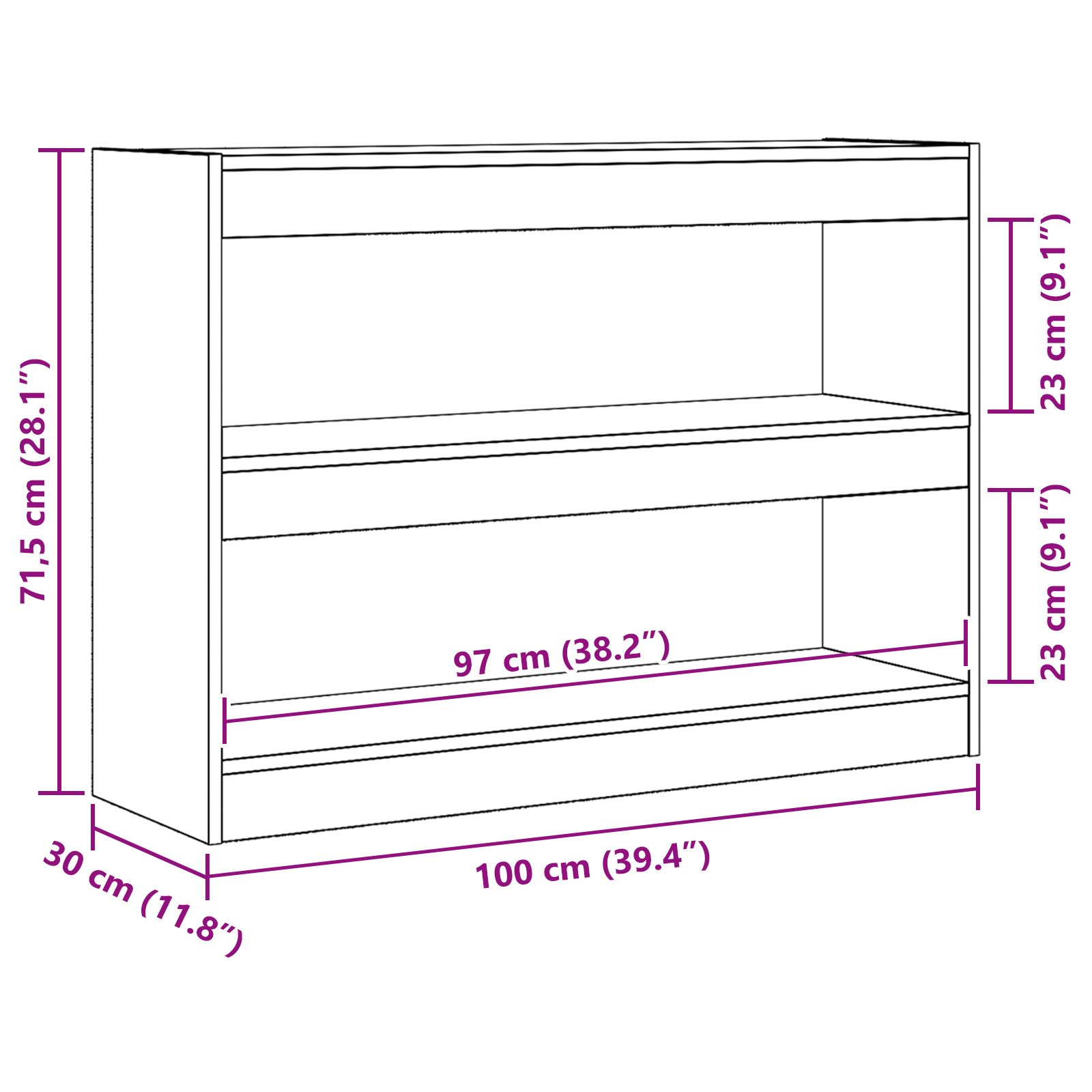 Estantería/divisor de espacios Multicolor 100x30x72 cm Armario Hogar vidaXL - Imagen 46 de 100