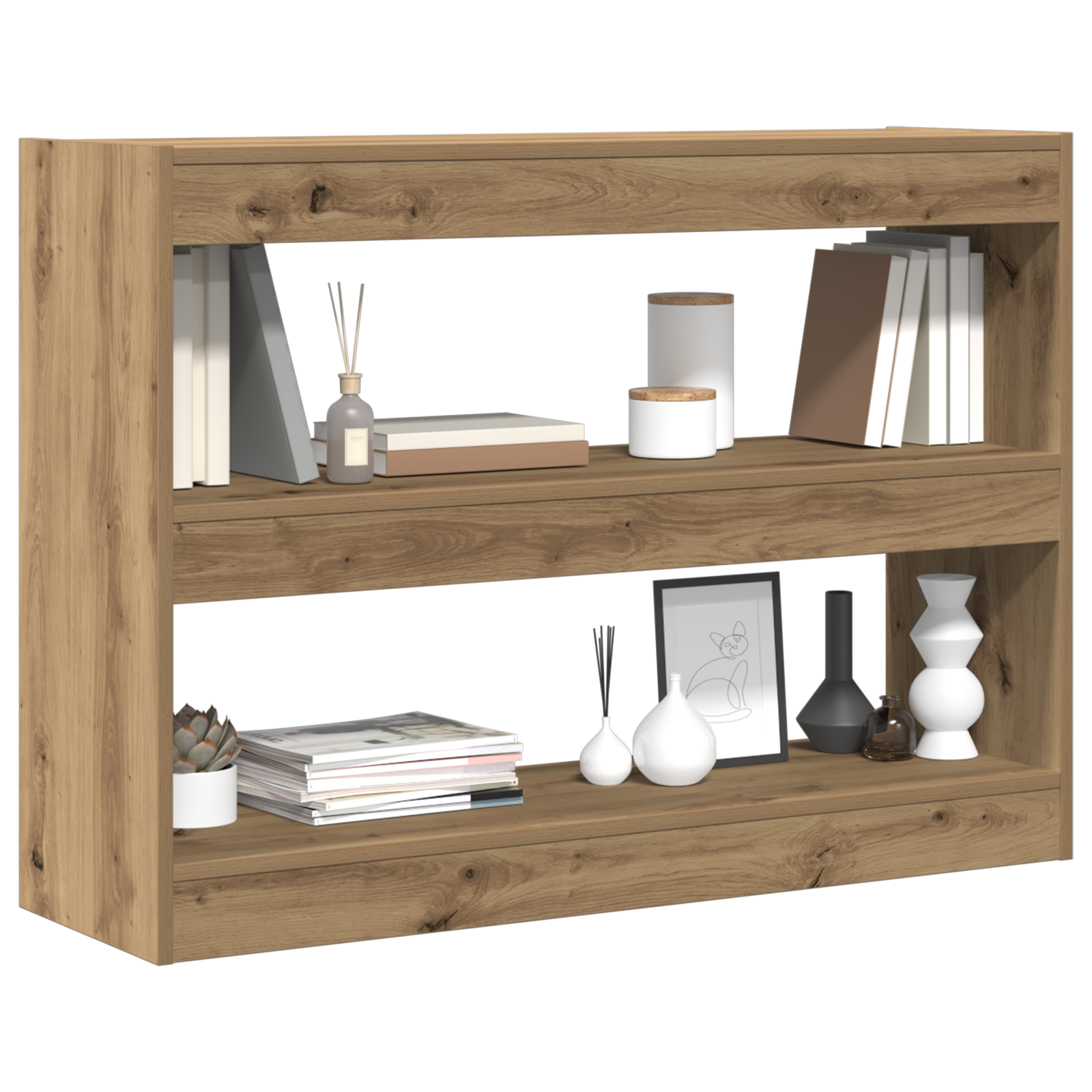 Bookcase/Room Divider - Artisan Oak - 100x30x72 cm - Made from Engineered Wood - Image 3