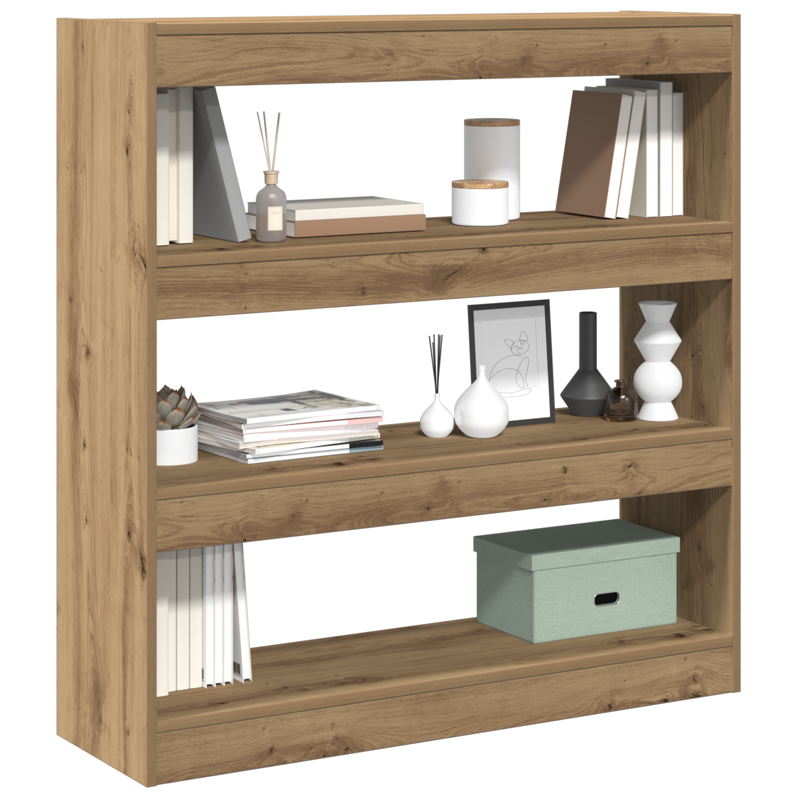Book Cabinet/Room Divider in Artisan Oak - 100x30x103cm, Made of Engineered Wood - Image 3
