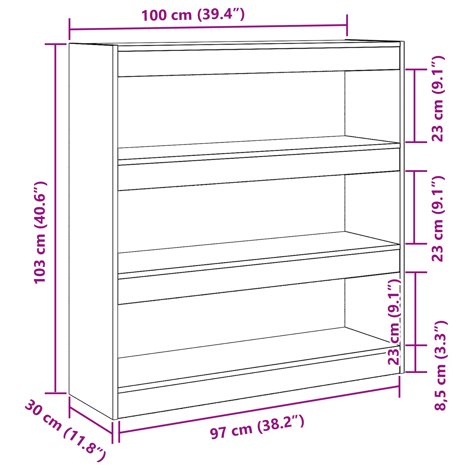 Book Cabinet/Room Divider Black Oak 100x30x103cm Engineered Wood - Image 9