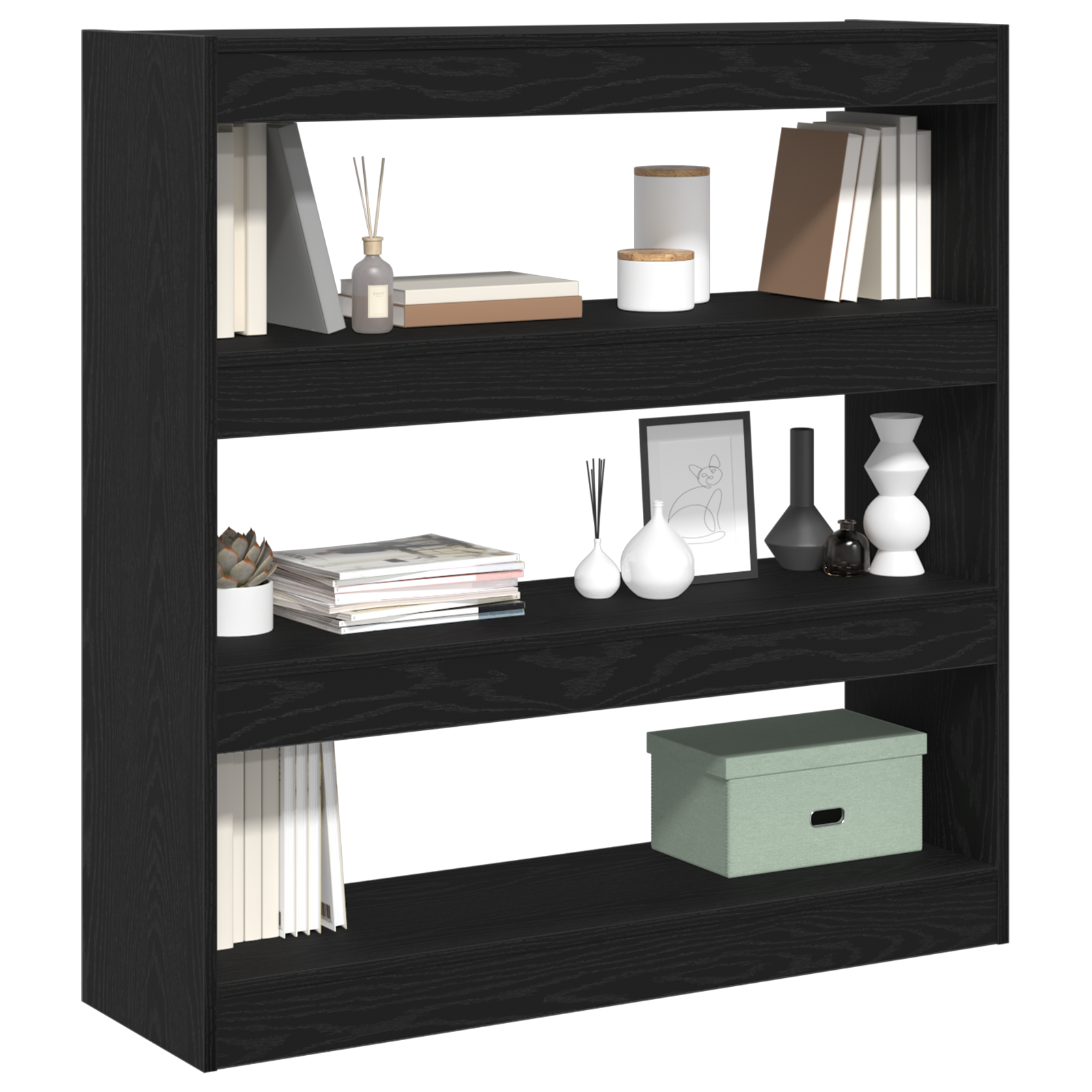 Book Cabinet/Room Divider Black Oak 100x30x103cm Engineered Wood - Image 3
