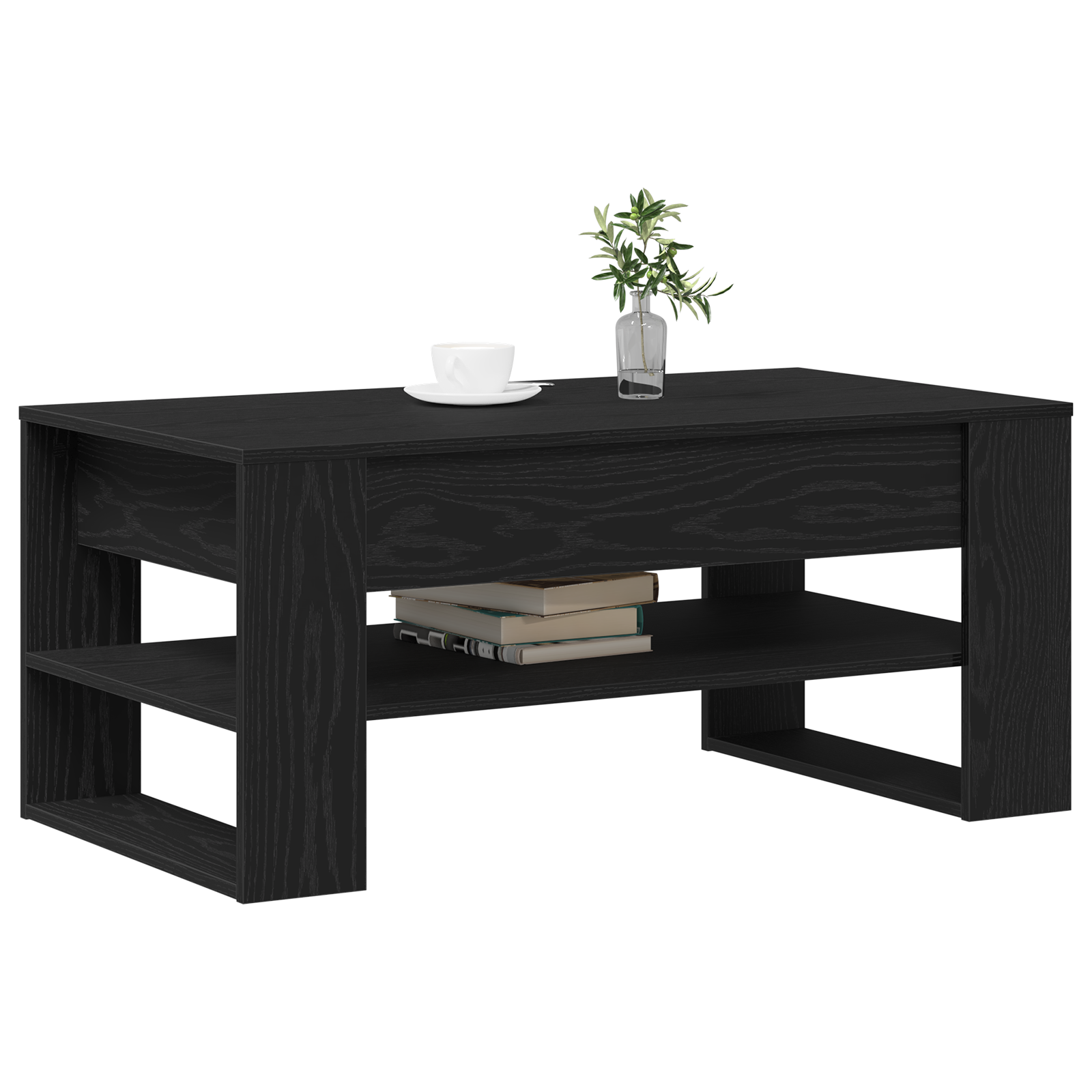 Black Oak Coffee Table - 102x55x45 cm, Made of Engineered Wood - Image 3
