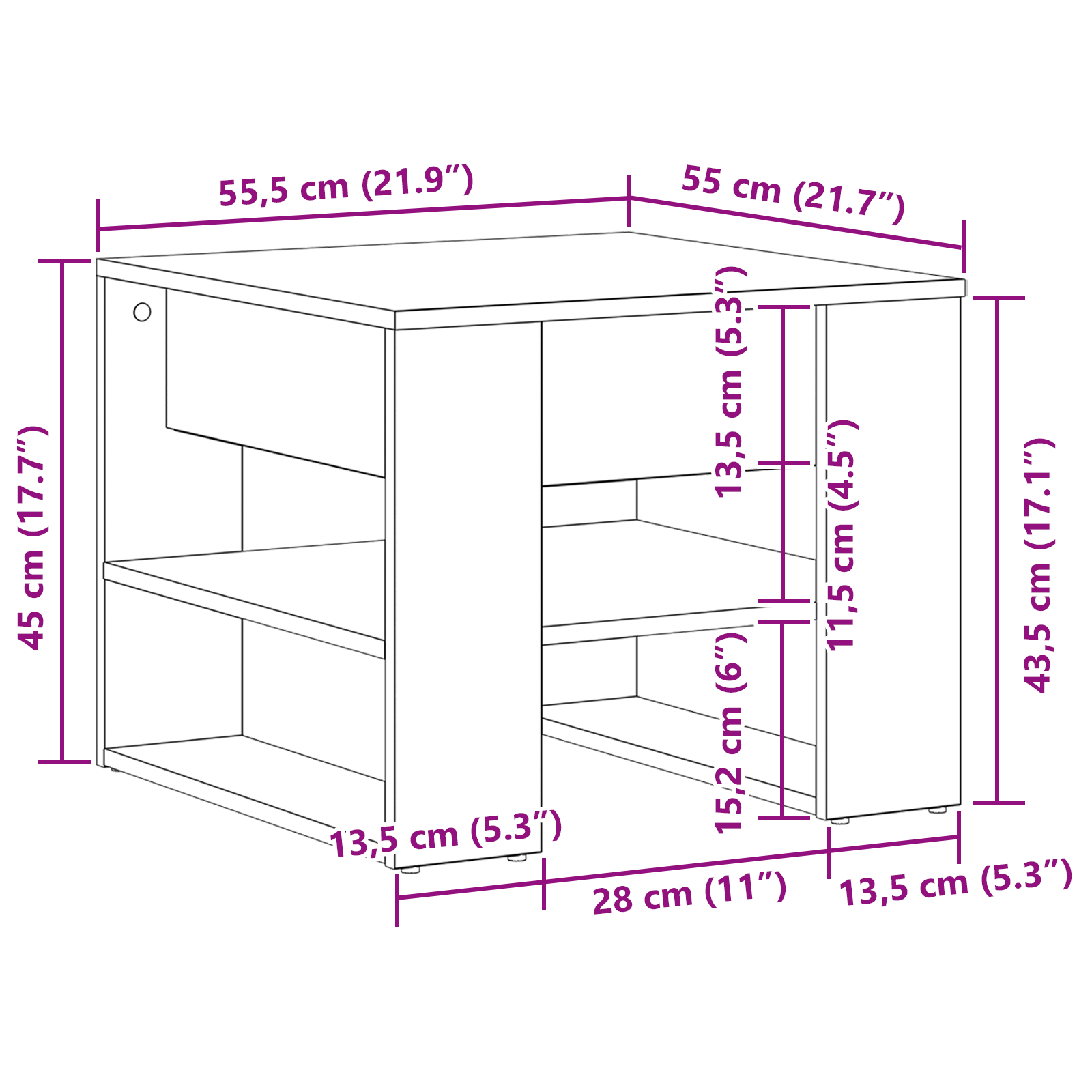 Black Oak Coffee Table 55.5x55x45 cm Made from Engineered Wood - Image 9
