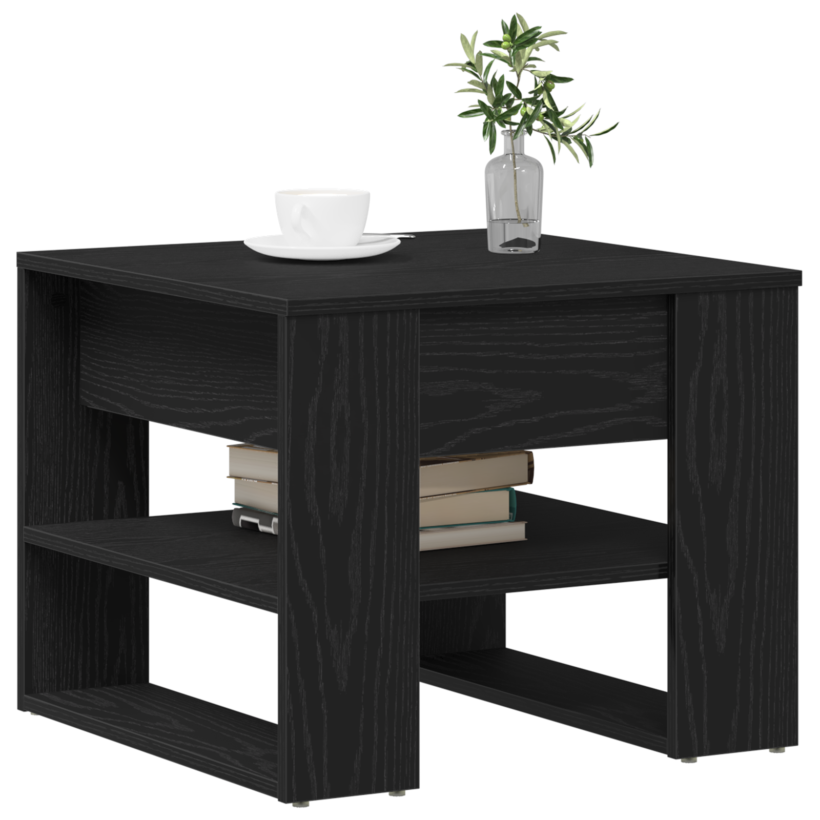 Black Oak Coffee Table 55.5x55x45 cm Made from Engineered Wood - Image 3