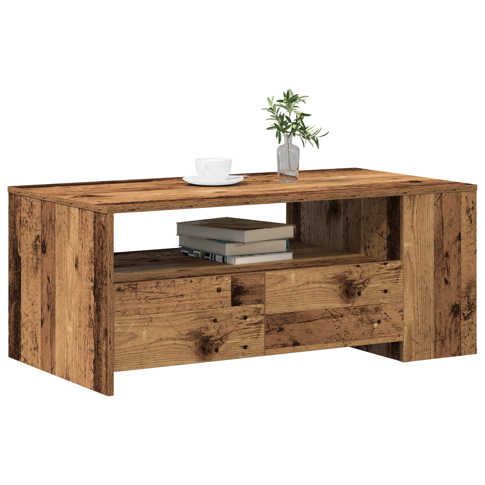 Coffee Table Old Wood 102x55x43,5 cm Engineered Wood - Image 3