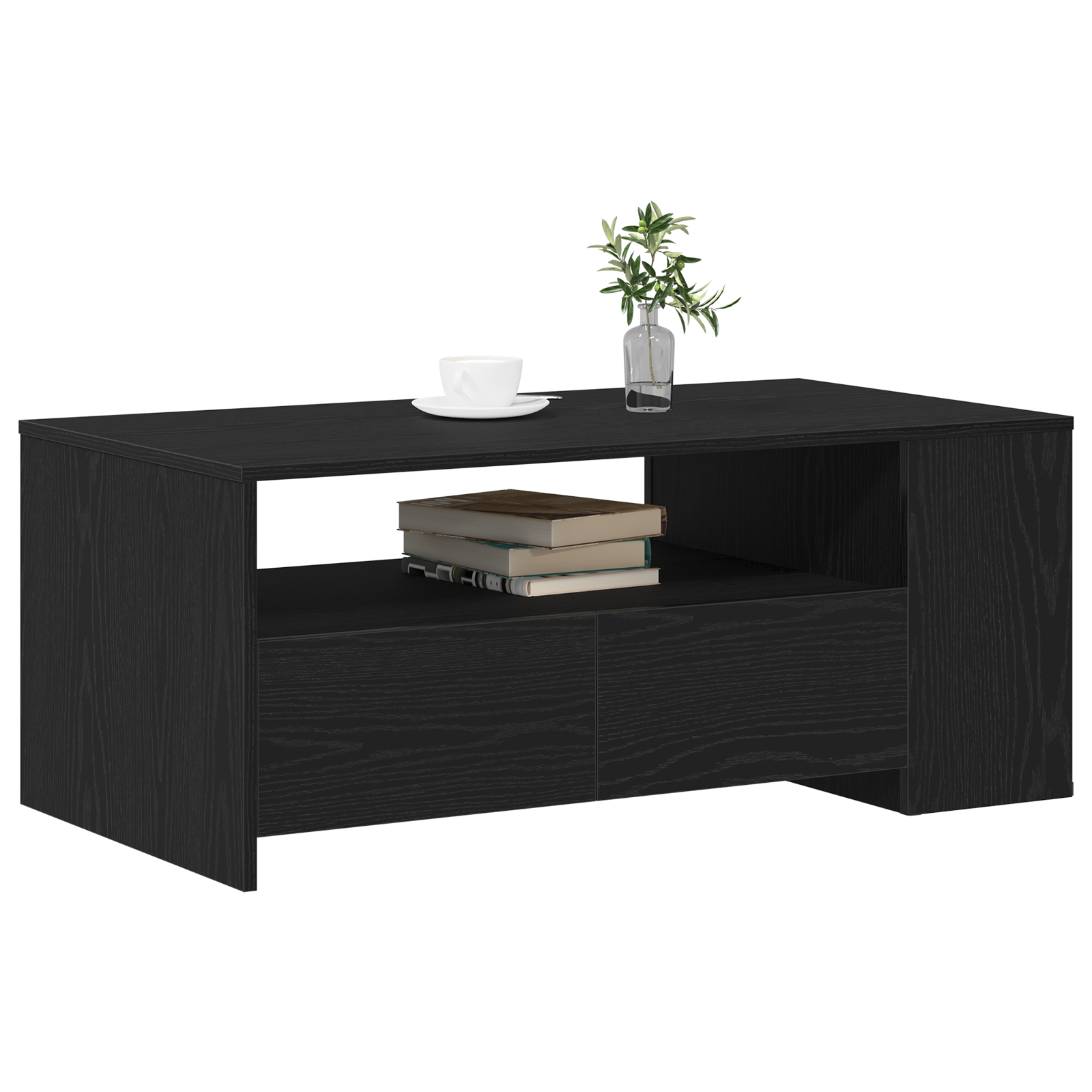 Black Oak Coffee Table 102x55x43.5 cm Made from Engineered Wood - Image 3