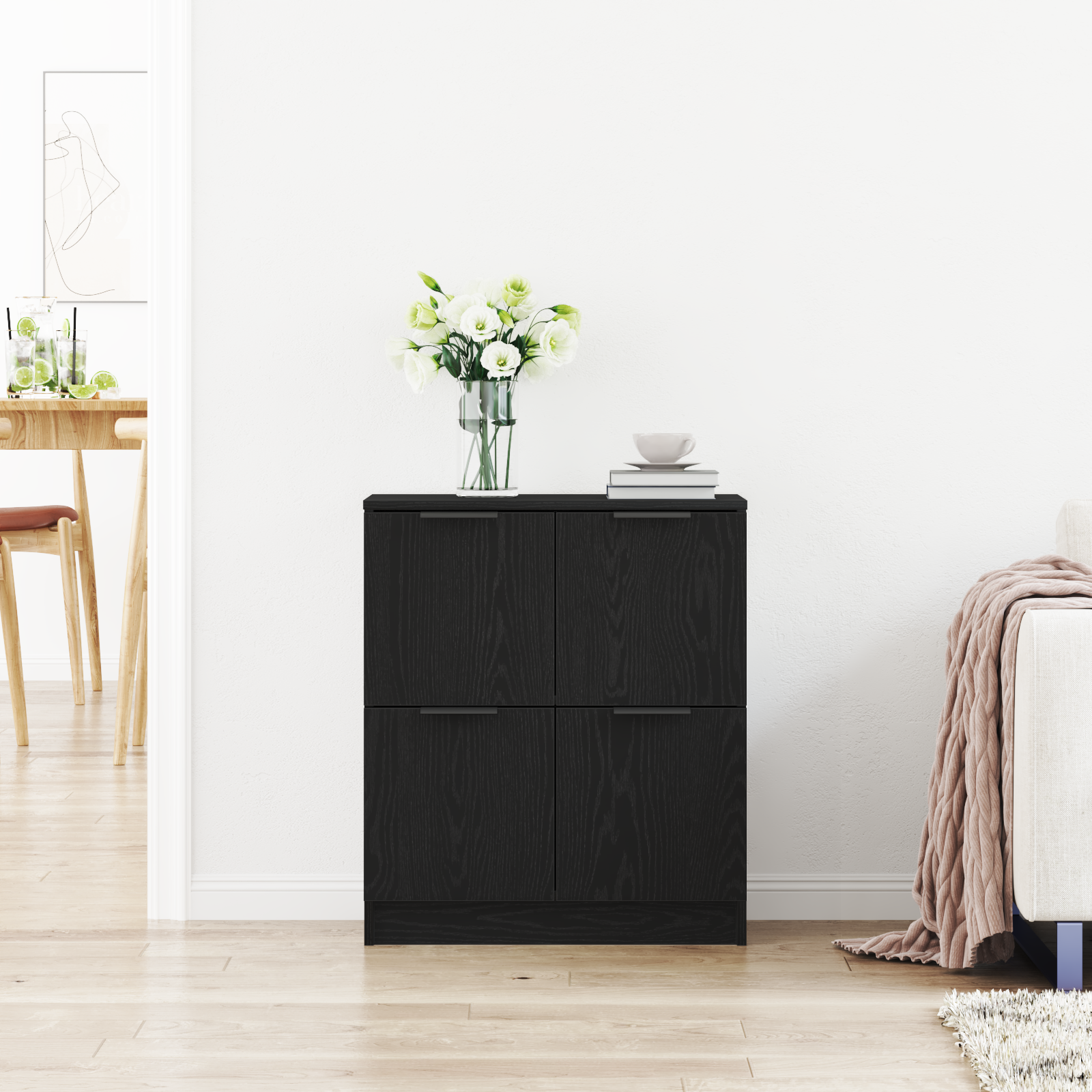 Black Oak Sideboard - 60 x 30 x 70 cm - Made of Engineered Wood - Image 4