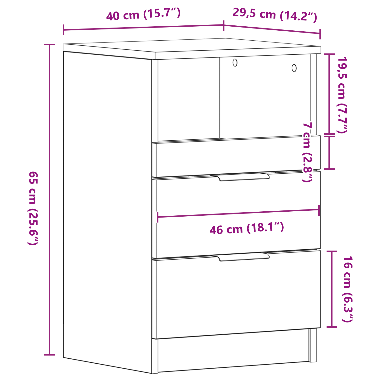 Nightstand Black Oak 40x35x65 cm Made of Engineered Wood - Image 11