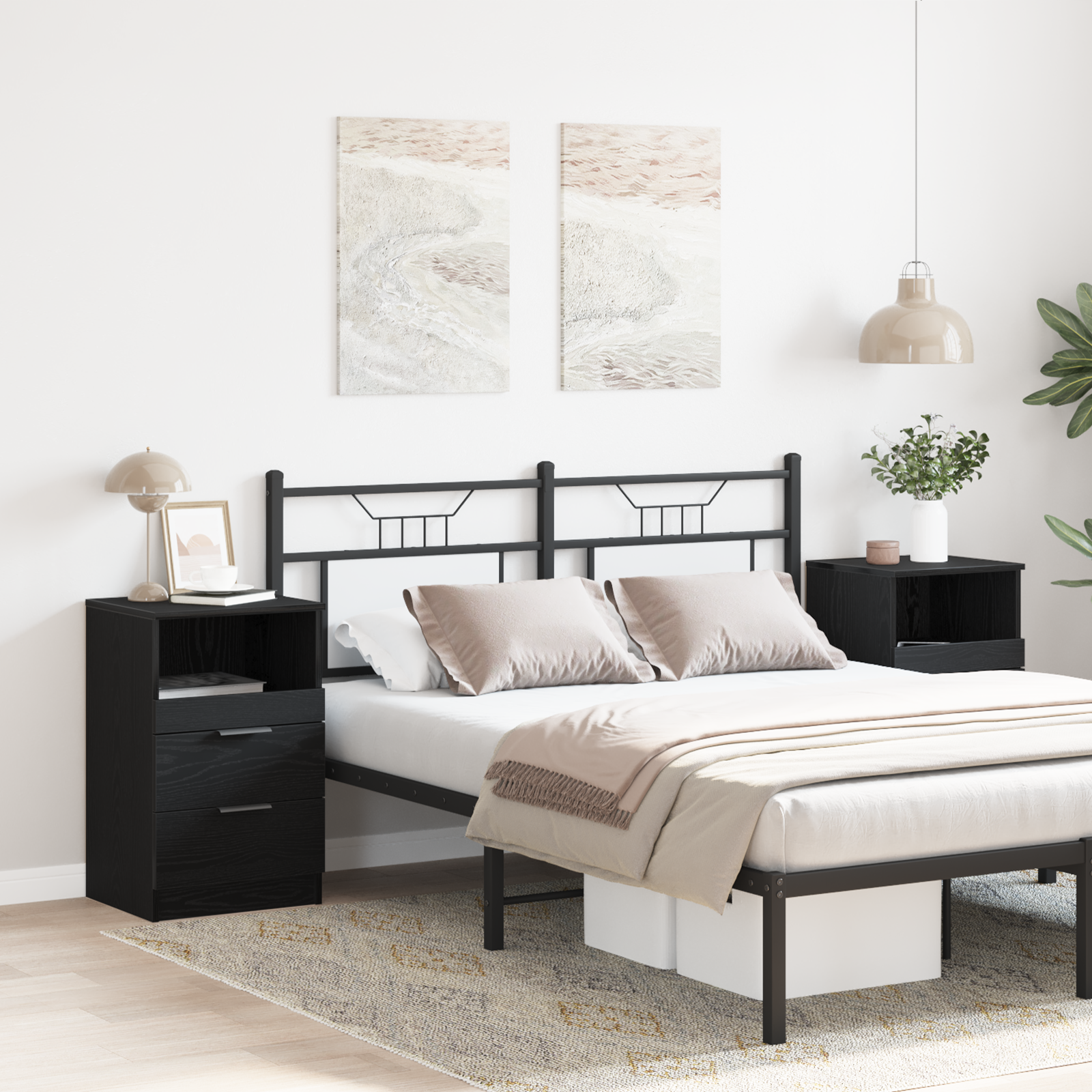 Bedside Cabinets 2 pcs Black Oak 40x35x65 cm Engineered Wood - Image 4