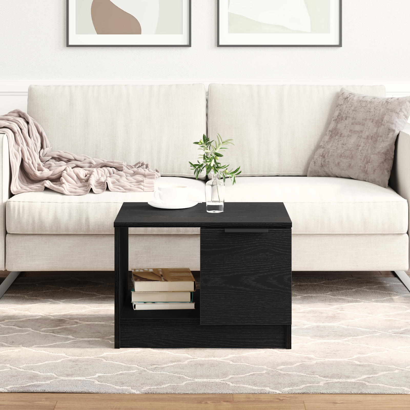 Coffee Table Black Oak 50x50x36 cm Engineered Wood