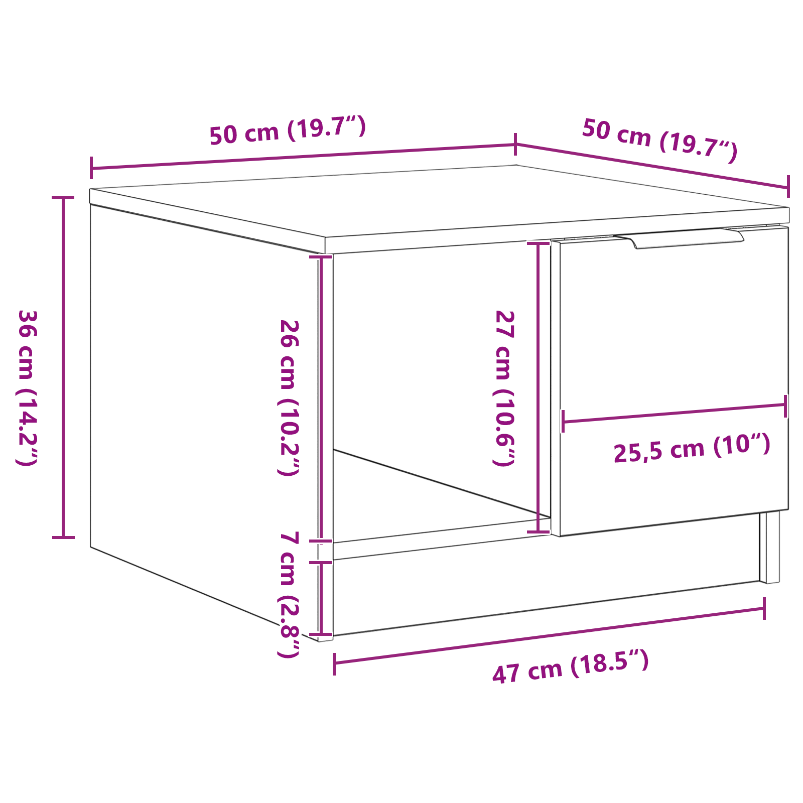 Coffee Table Black Oak 50x50x36 cm Engineered Wood - Image 10