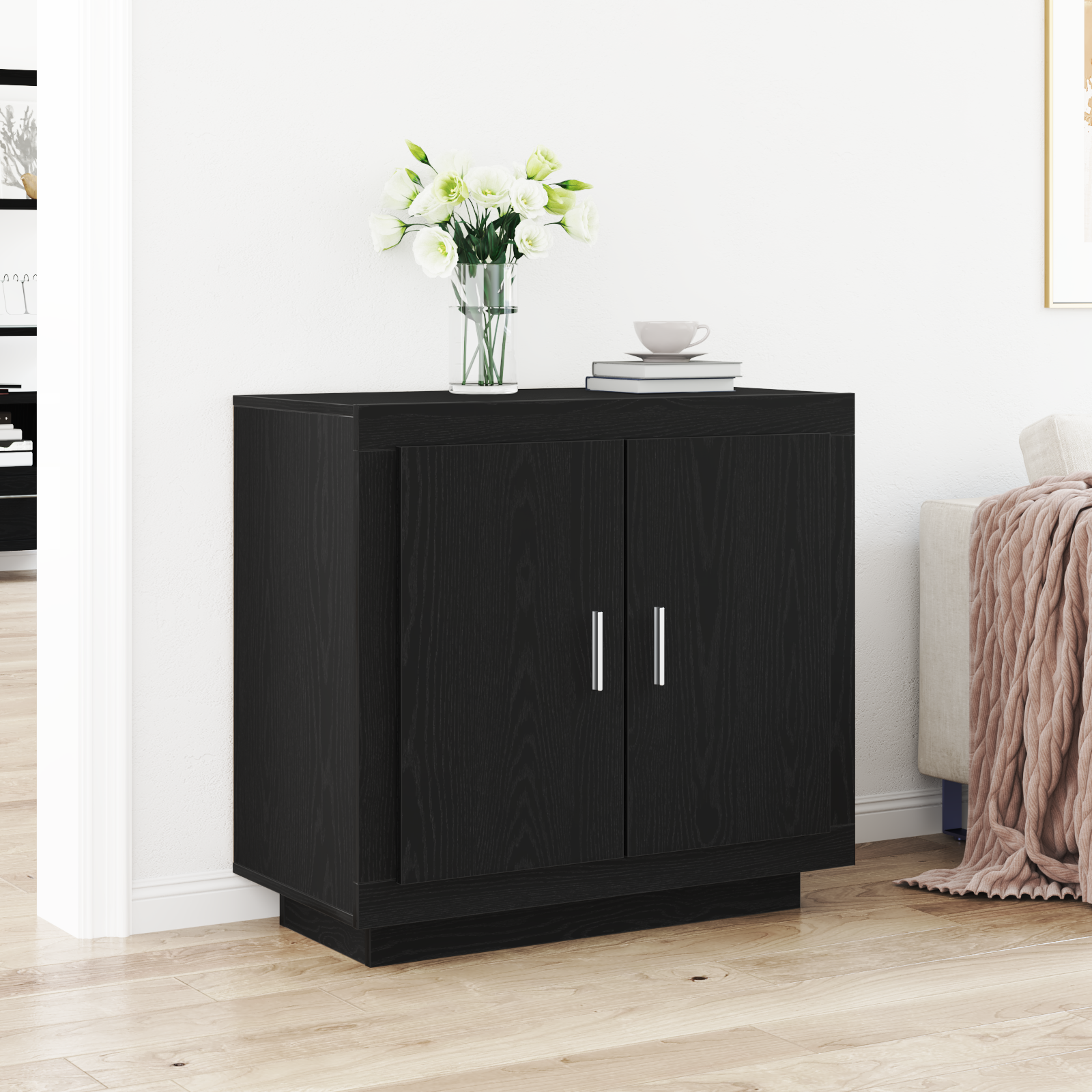 Sideboard Black Oak 80x40x75 cm Engineered Wood
