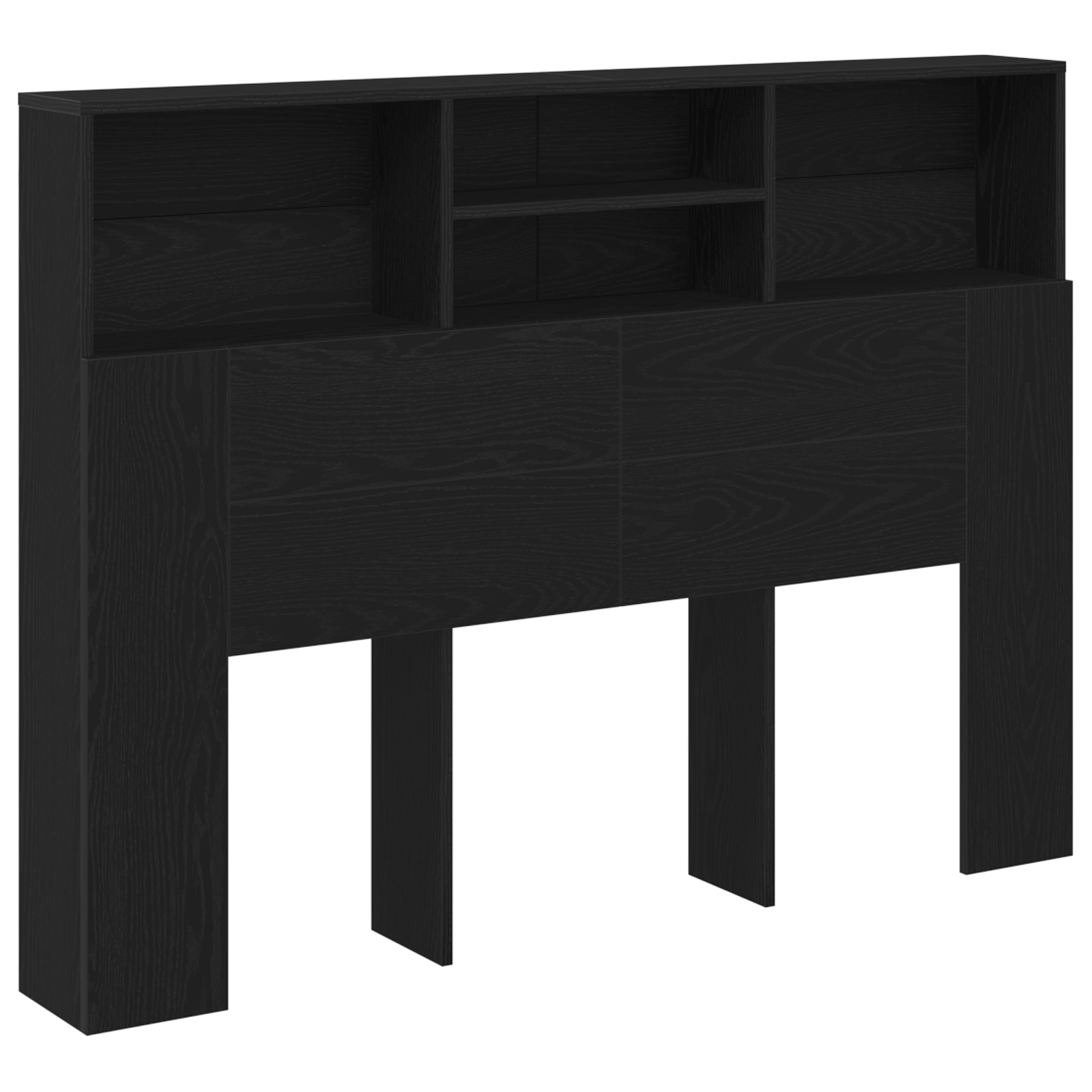 Headboard Cabinet - Black Oak, 140x19x103.5 cm, Made of Engineered Wood - Image 3