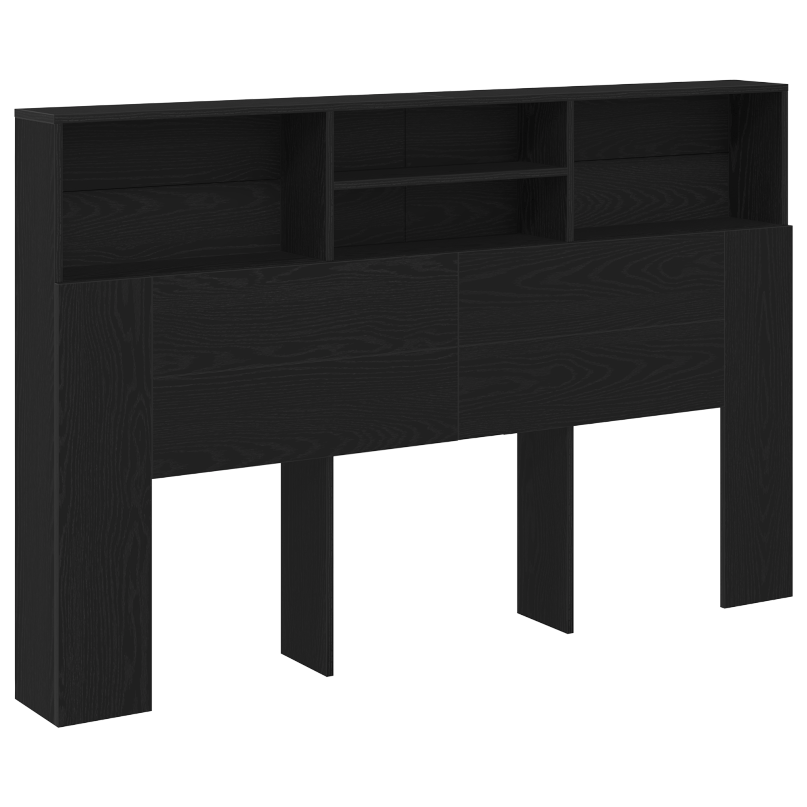 Headboard Cabinet in Black Oak - 160x19x103.5 cm Made from Engineered Wood - Image 3