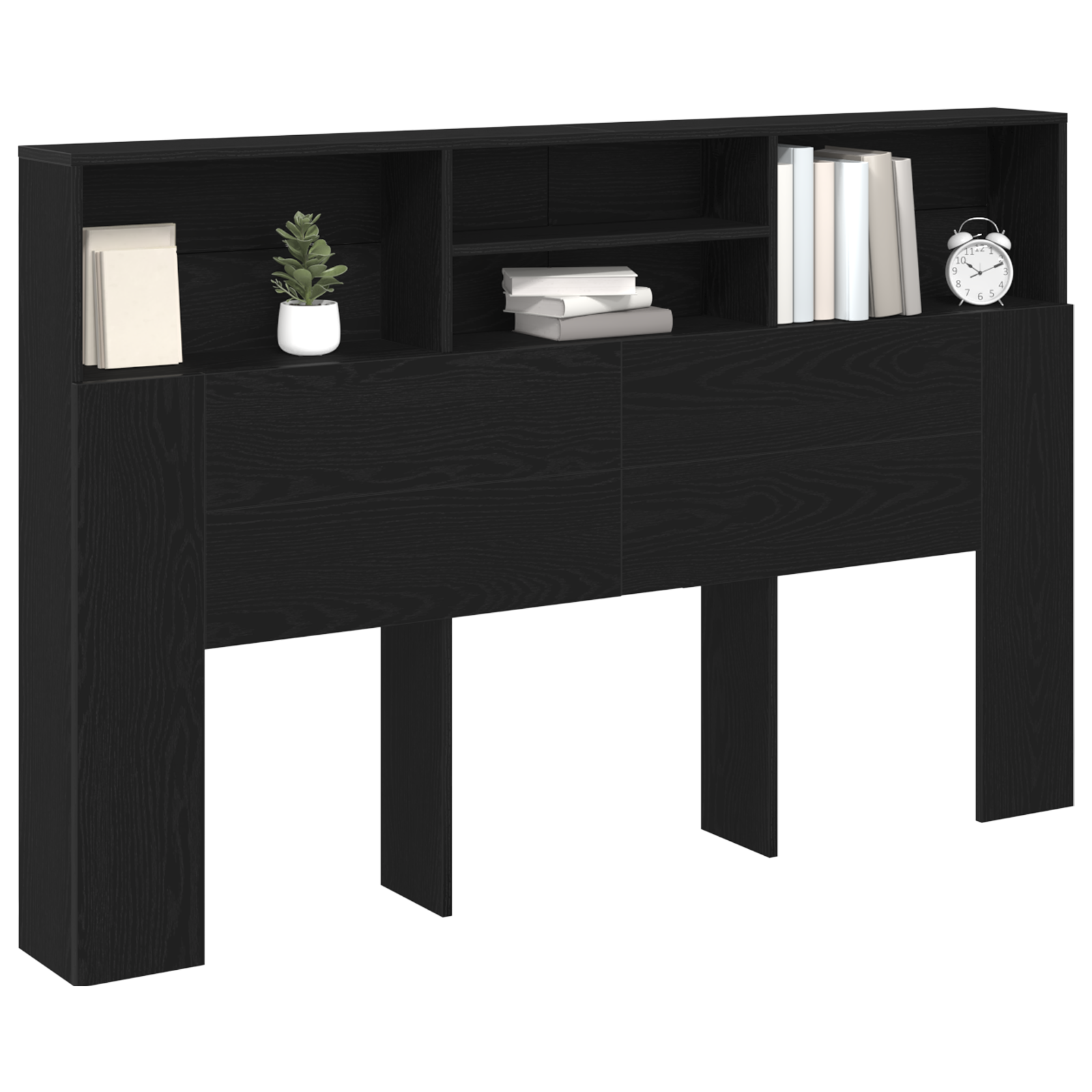 Thumbnail - vidaXL Kopfteilschrank in Schwarz Eiche - 160x19x103,5 cm, aus Holzwerkstoff gefertigt.
