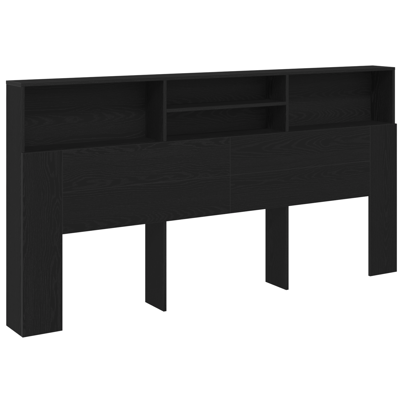 Black Oak Headboard Cabinet, 200x19x103.5 cm, Engineered Wood - Image 3