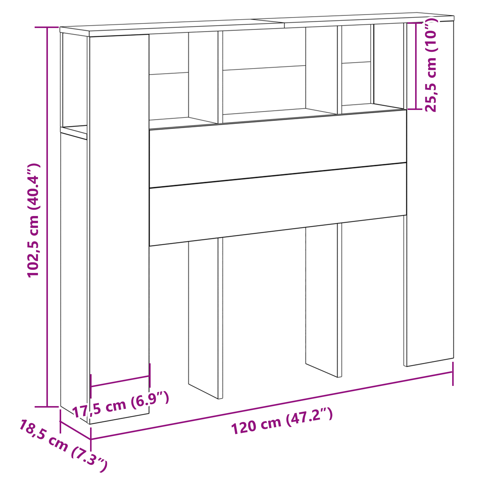 Headboard Cabinet Black Oak 120x19x104,5 cm Engineered Wood - Image 9